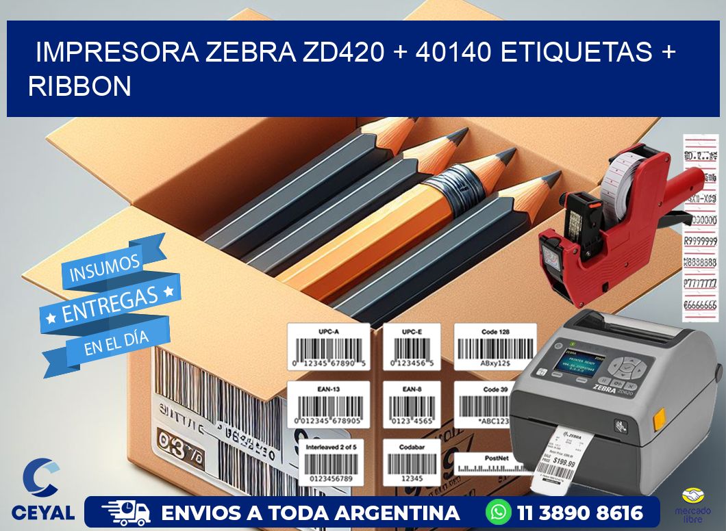 impresora zebra zd420 + 40140 etiquetas + ribbon