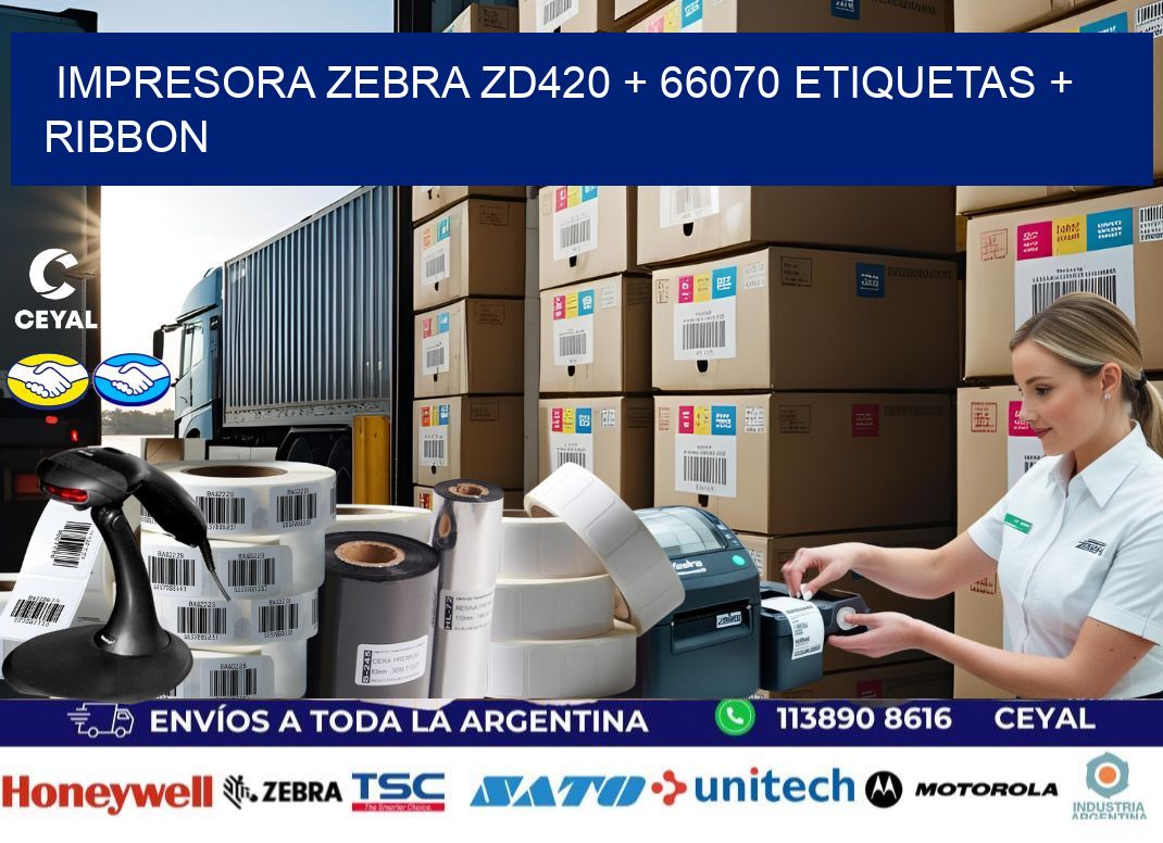 impresora zebra zd420 + 66070 etiquetas + ribbon