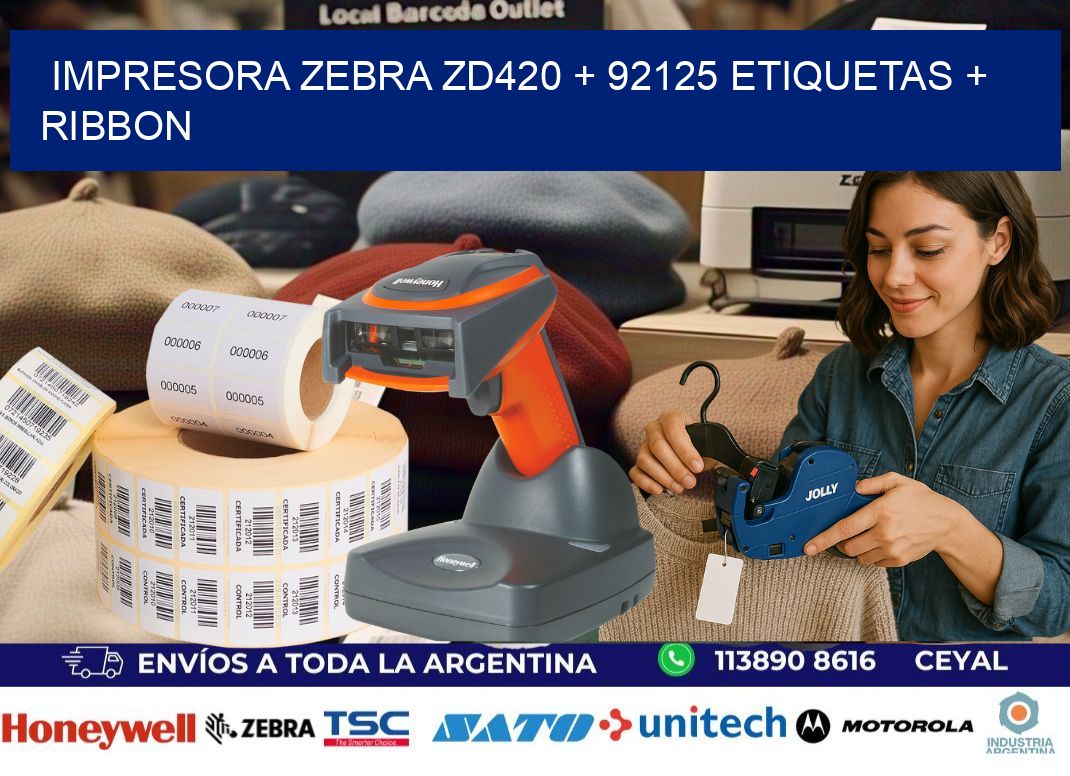impresora zebra zd420 + 92125 etiquetas + ribbon