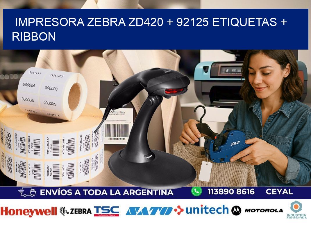 impresora zebra zd420 + 92125 etiquetas + ribbon