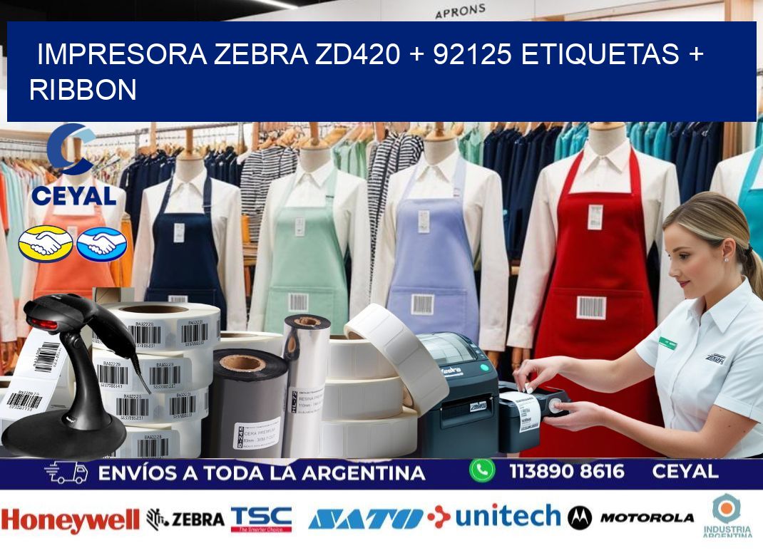 impresora zebra zd420 + 92125 etiquetas + ribbon