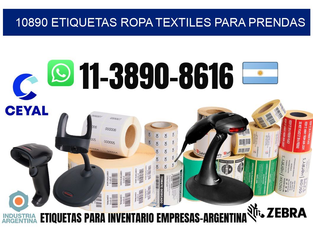 10890 Etiquetas ropa textiles para prendas