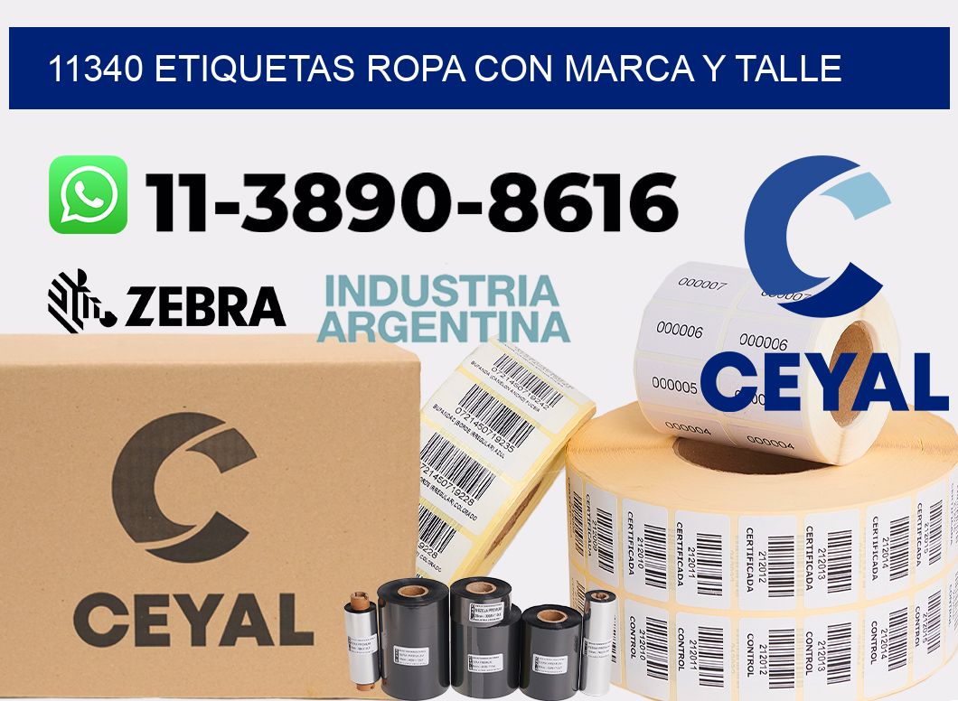 11340 Etiquetas ropa con marca y talle