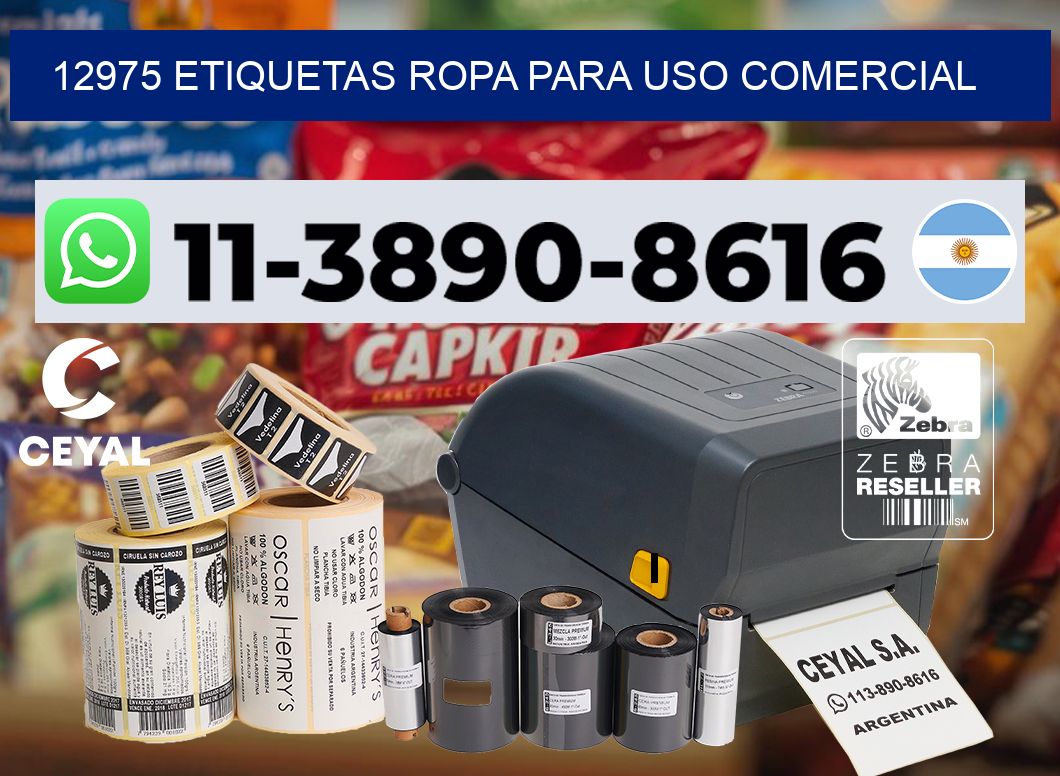 12975 Etiquetas ropa para uso comercial