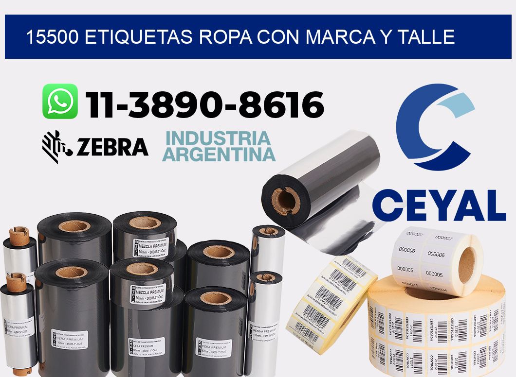 15500 Etiquetas ropa con marca y talle