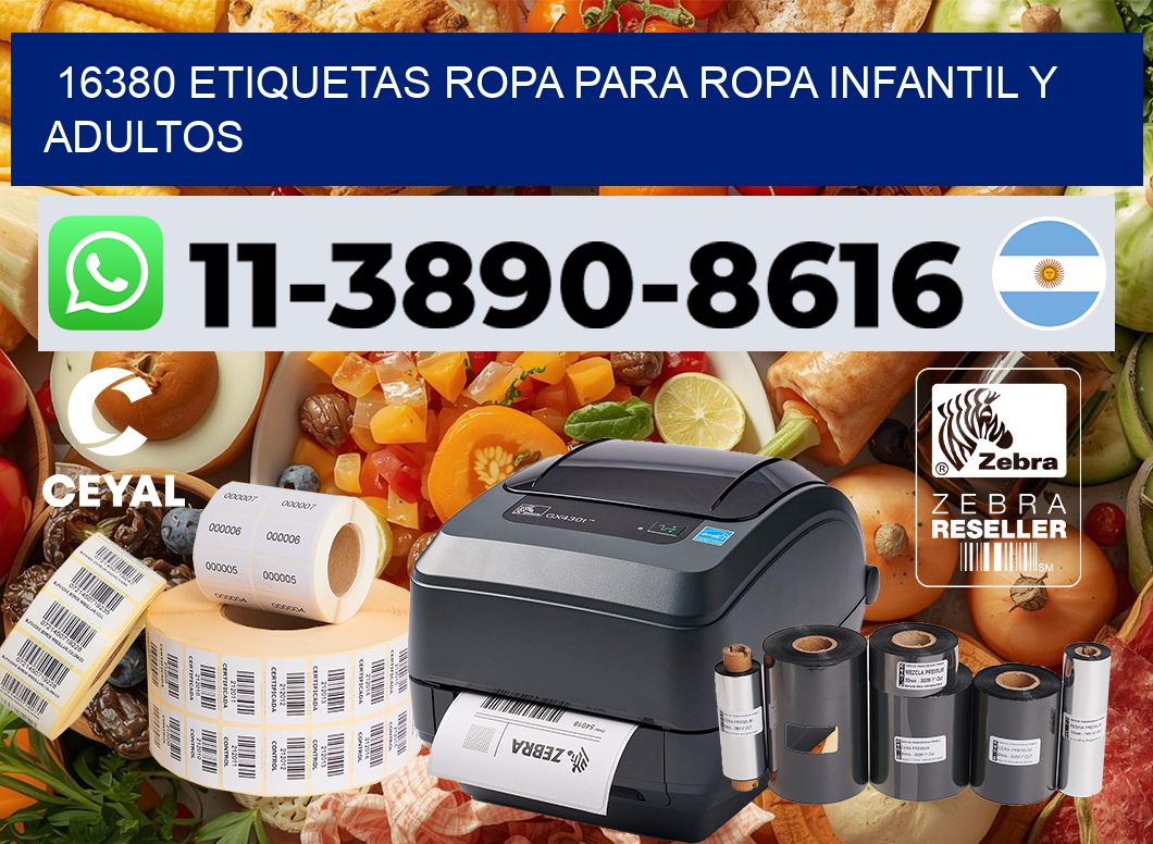 16380 Etiquetas ropa para ropa infantil y adultos