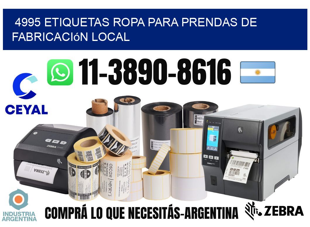 4995 Etiquetas ropa para prendas de fabricación local