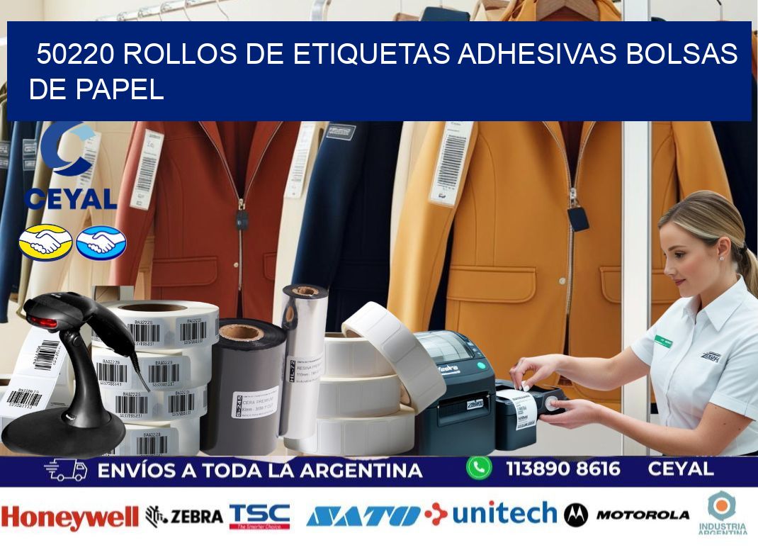 50220 rollos de etiquetas adhesivas bolsas de papel