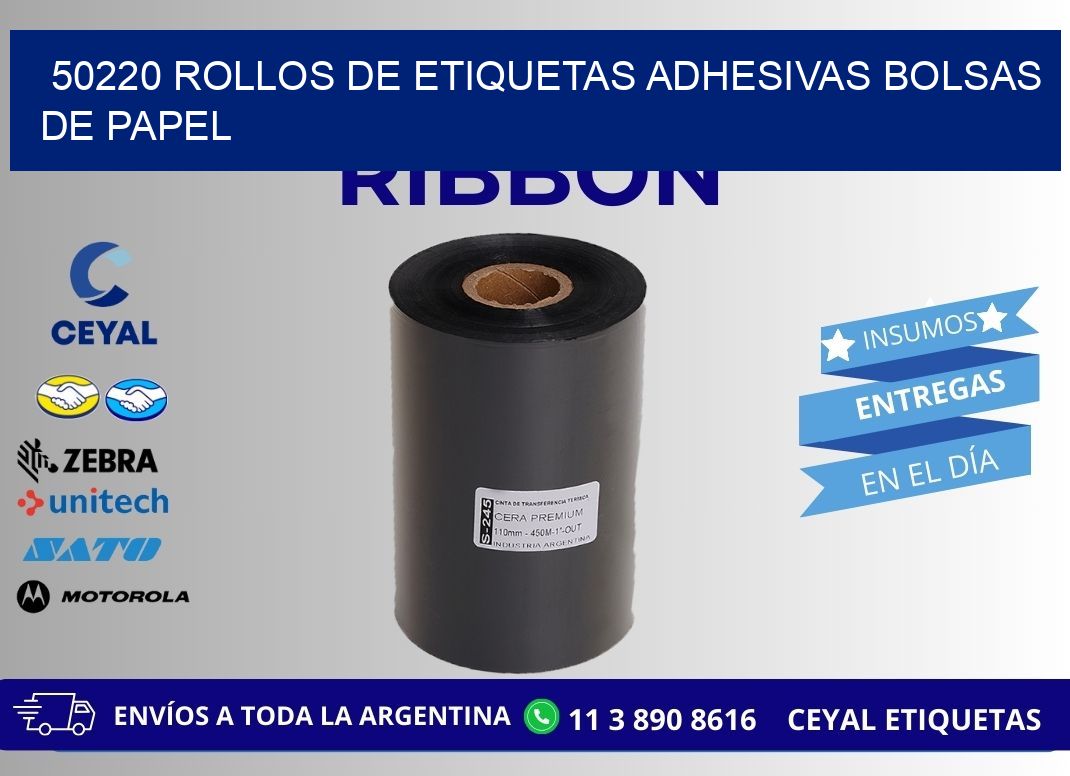 50220 rollos de etiquetas adhesivas bolsas de papel