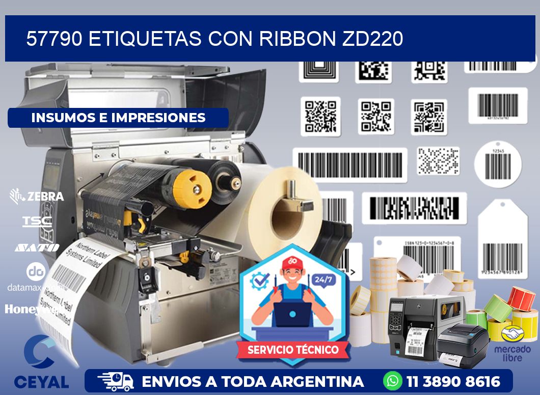 57790 etiquetas con ribbon zd220