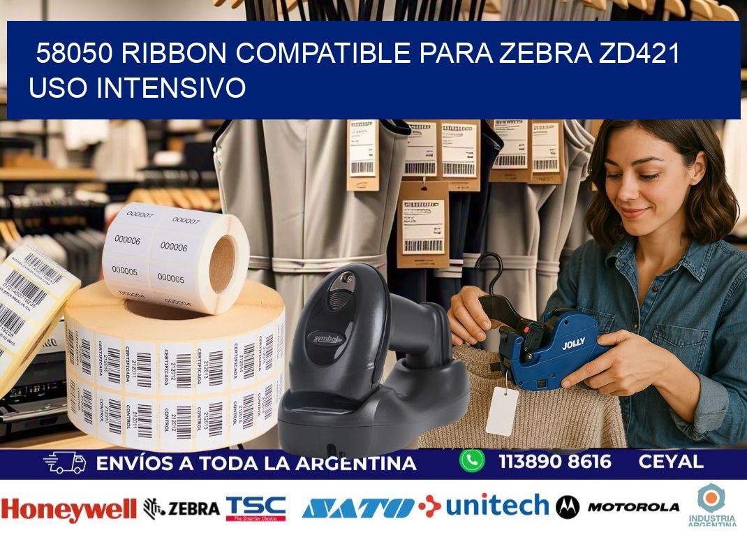 58050 ribbon compatible para zebra zd421 uso intensivo