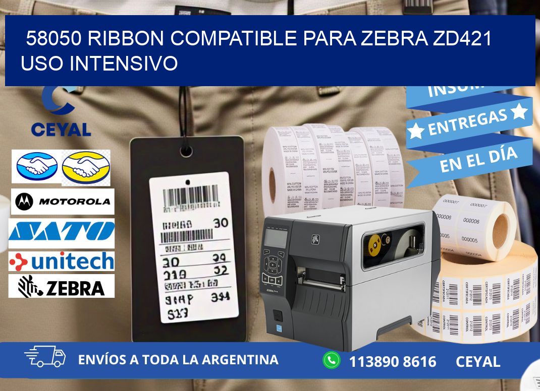 58050 ribbon compatible para zebra zd421 uso intensivo