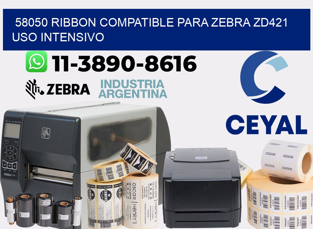 58050 ribbon compatible para zebra zd421 uso intensivo