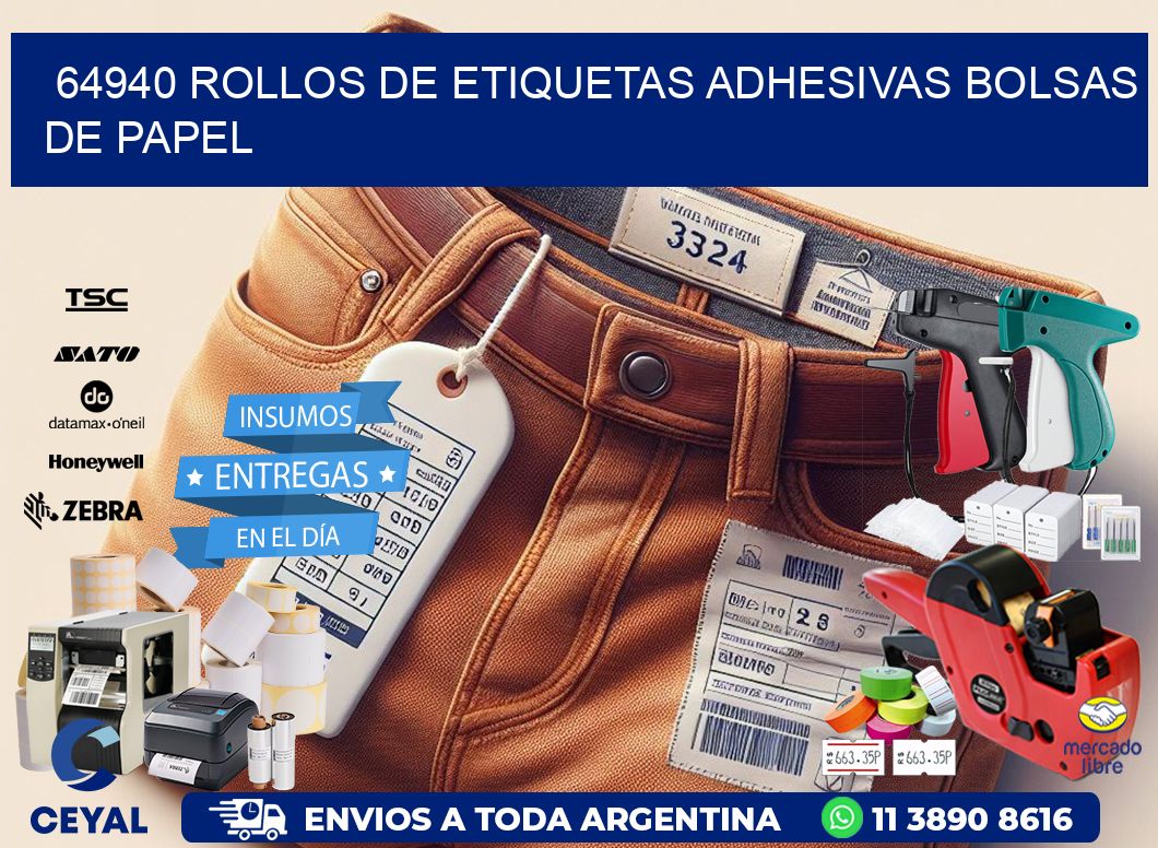 64940 rollos de etiquetas adhesivas bolsas de papel