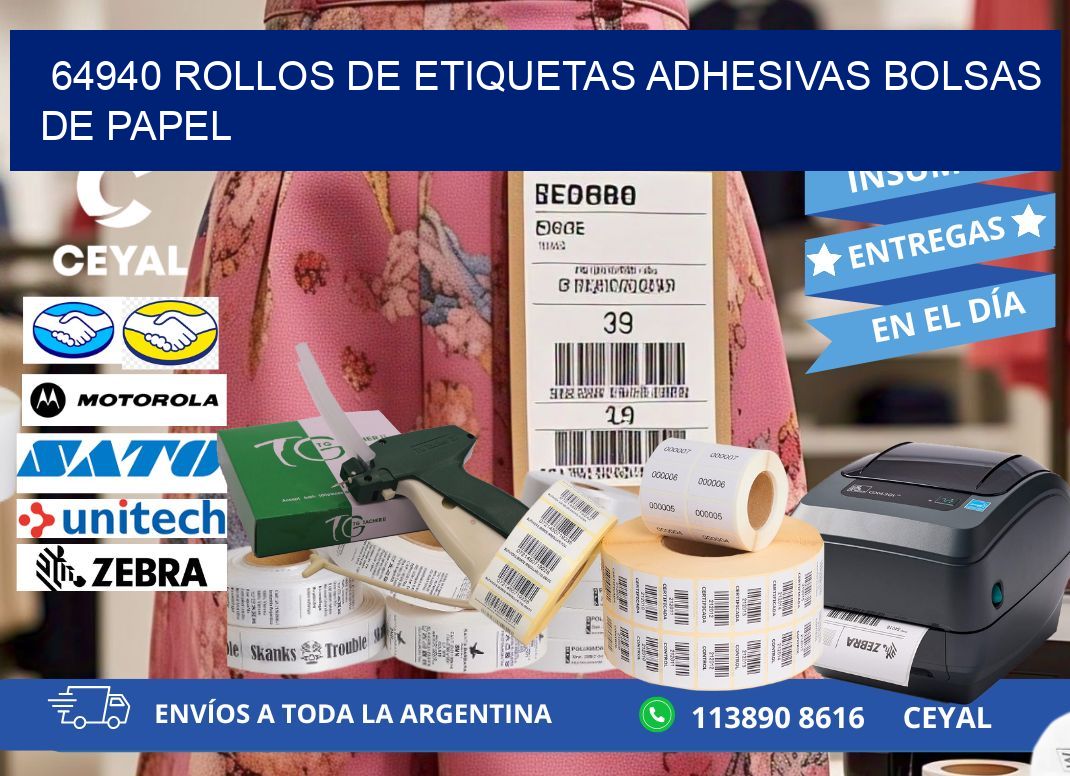 64940 rollos de etiquetas adhesivas bolsas de papel
