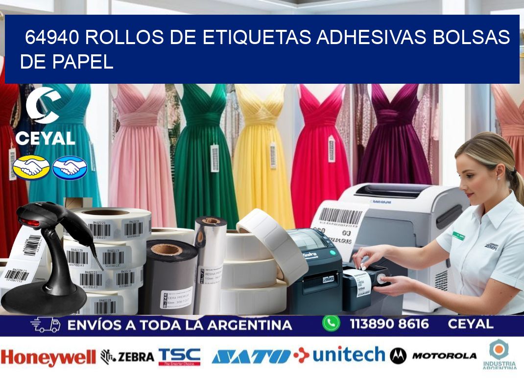 64940 rollos de etiquetas adhesivas bolsas de papel