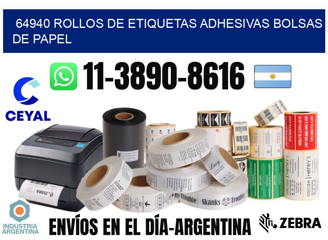 64940 rollos de etiquetas adhesivas bolsas de papel