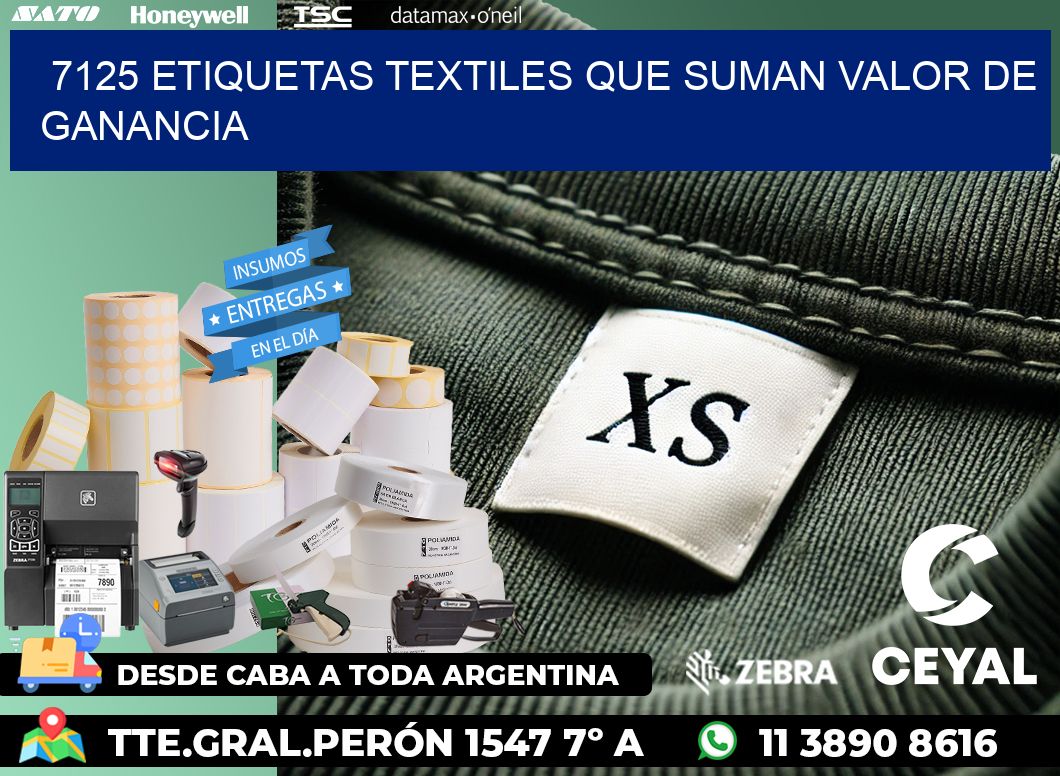 7125 Etiquetas textiles que suman valor de ganancia