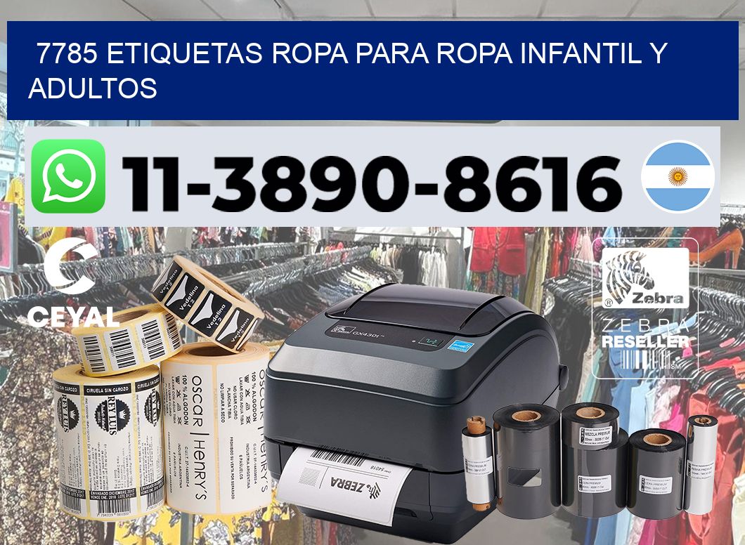 7785 Etiquetas ropa para ropa infantil y adultos