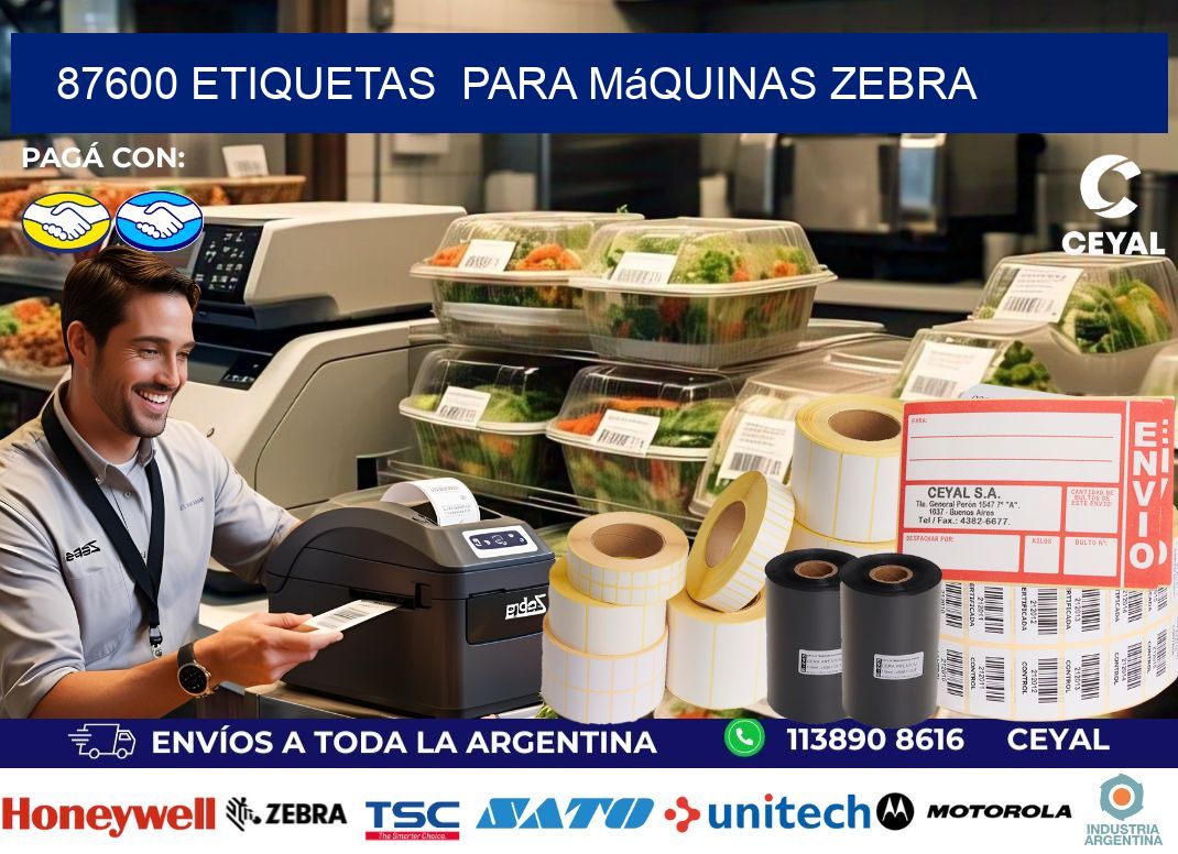 87600 etiquetas  para máquinas Zebra