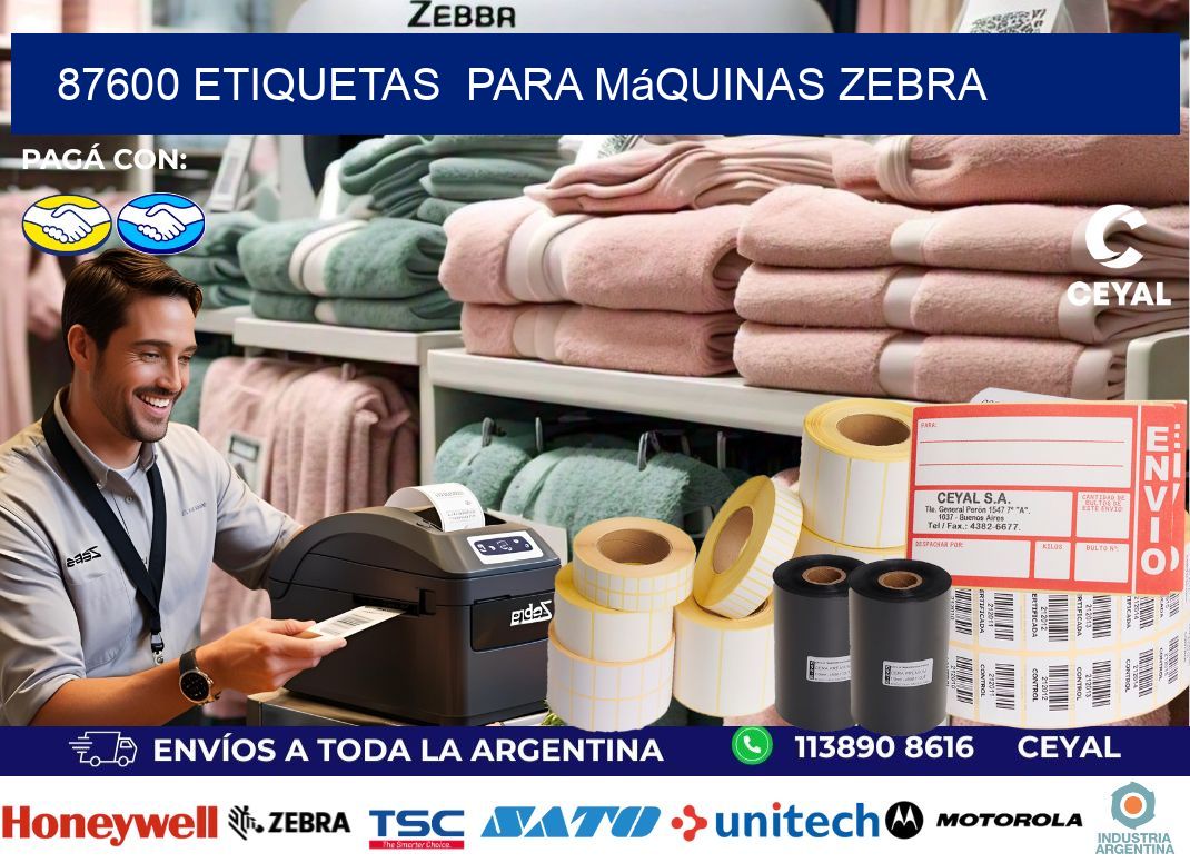 87600 etiquetas  para máquinas Zebra