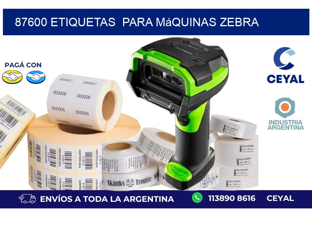 87600 etiquetas  para máquinas Zebra