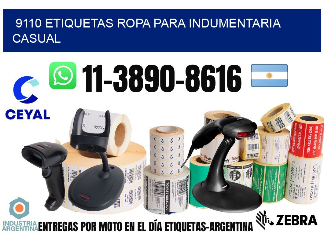 9110 Etiquetas ropa para indumentaria casual