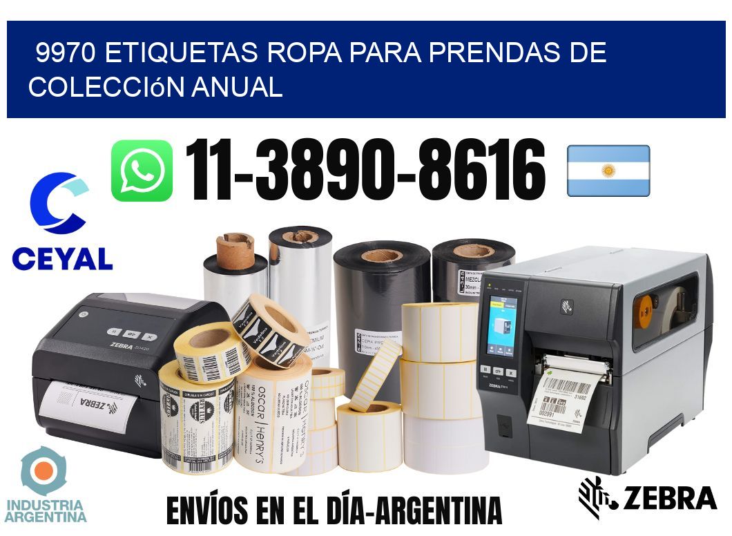 9970 Etiquetas ropa para prendas de colección anual