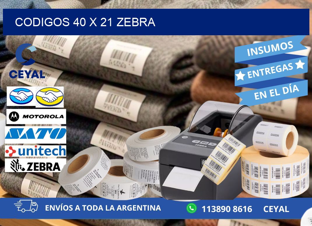 codigos 40 x 21 zebra