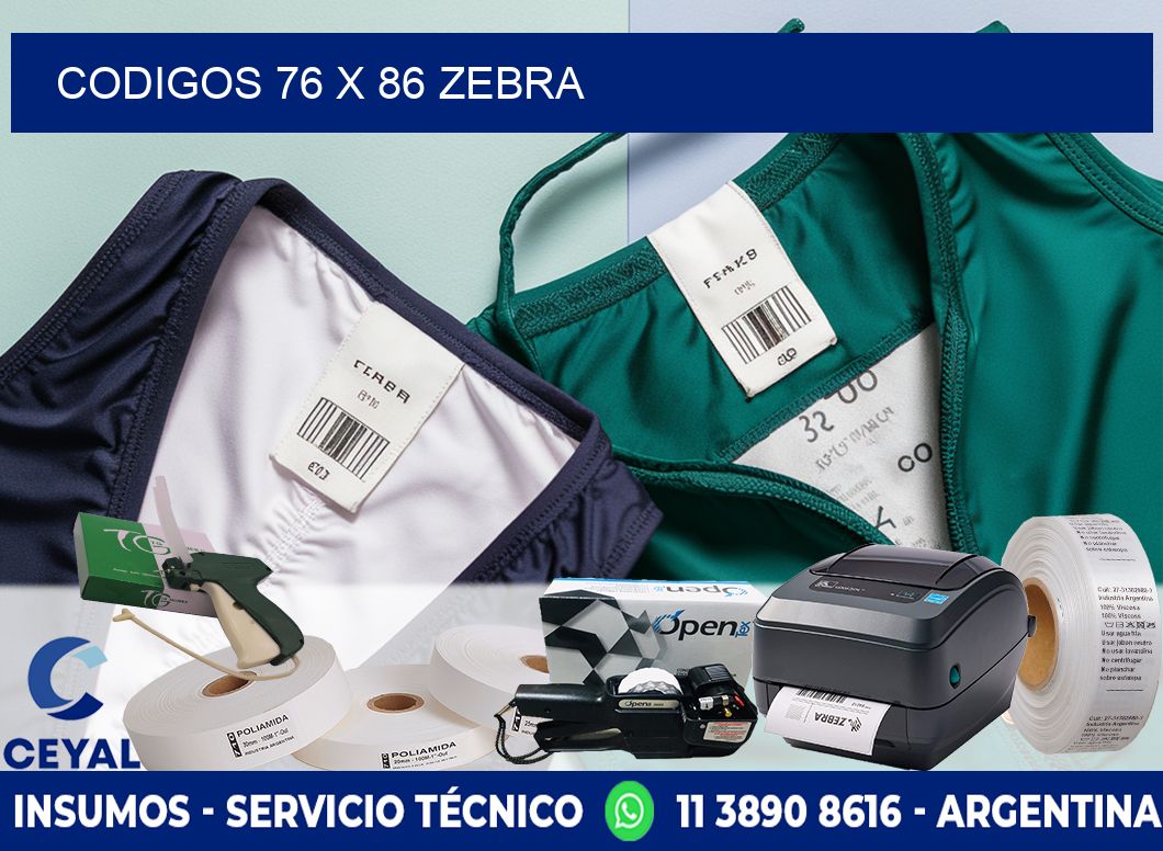 codigos 76 x 86 zebra