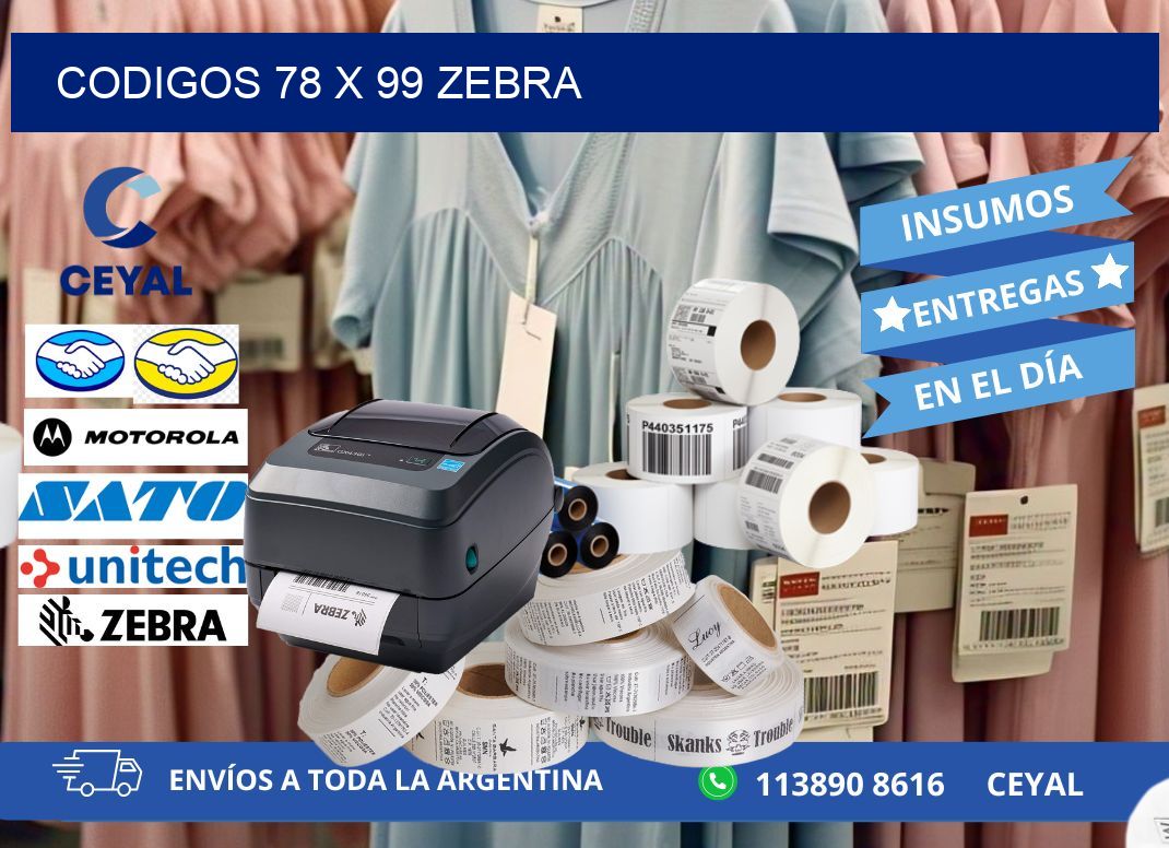 codigos 78 x 99 zebra
