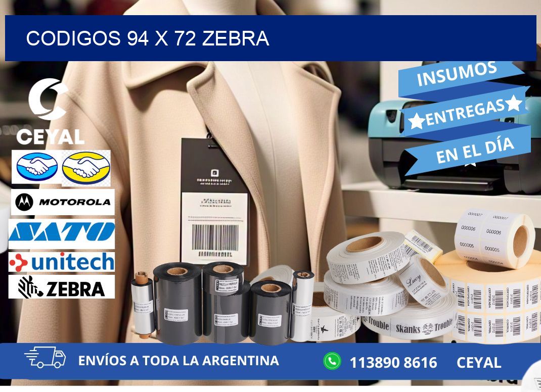 codigos 94 x 72 zebra