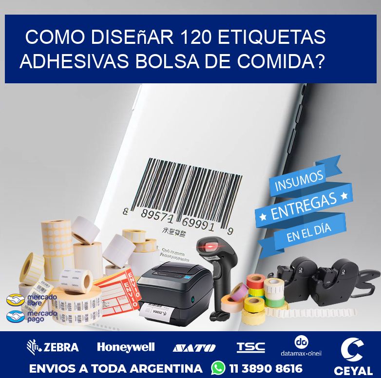 como diseñar 120 etiquetas adhesivas bolsa de comida?