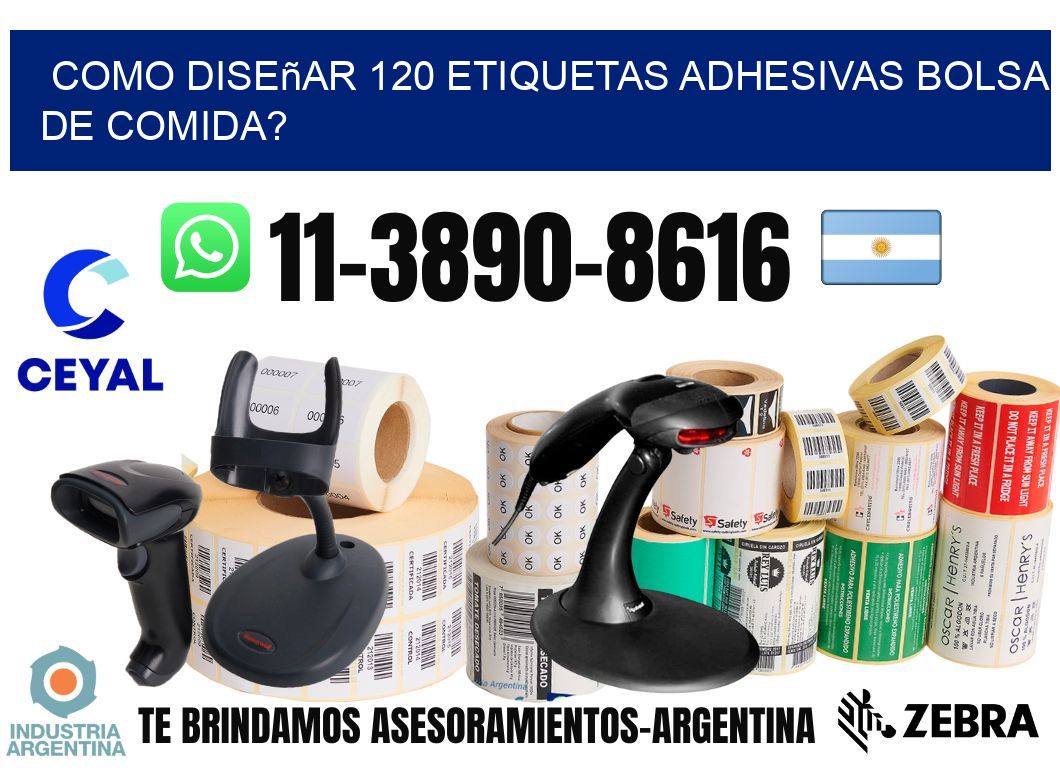 como diseñar 120 etiquetas adhesivas bolsa de comida?