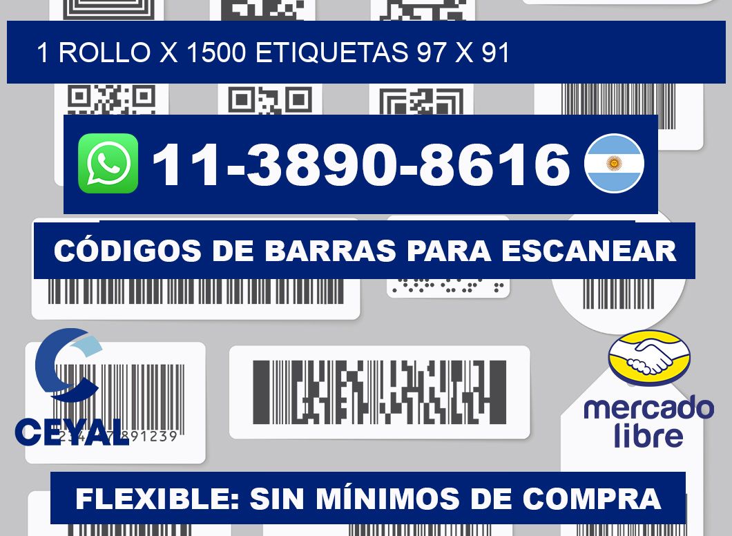 1 rollo x 1500 etiquetas 97 x 91