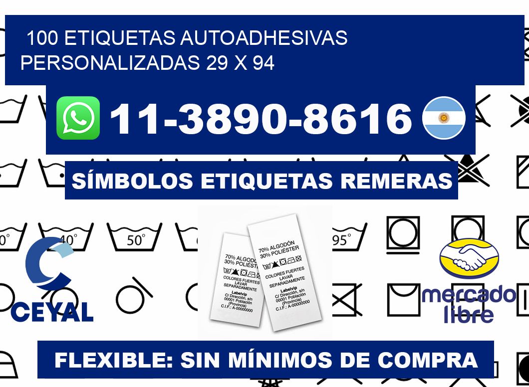 100 Etiquetas autoadhesivas personalizadas 29 x 94