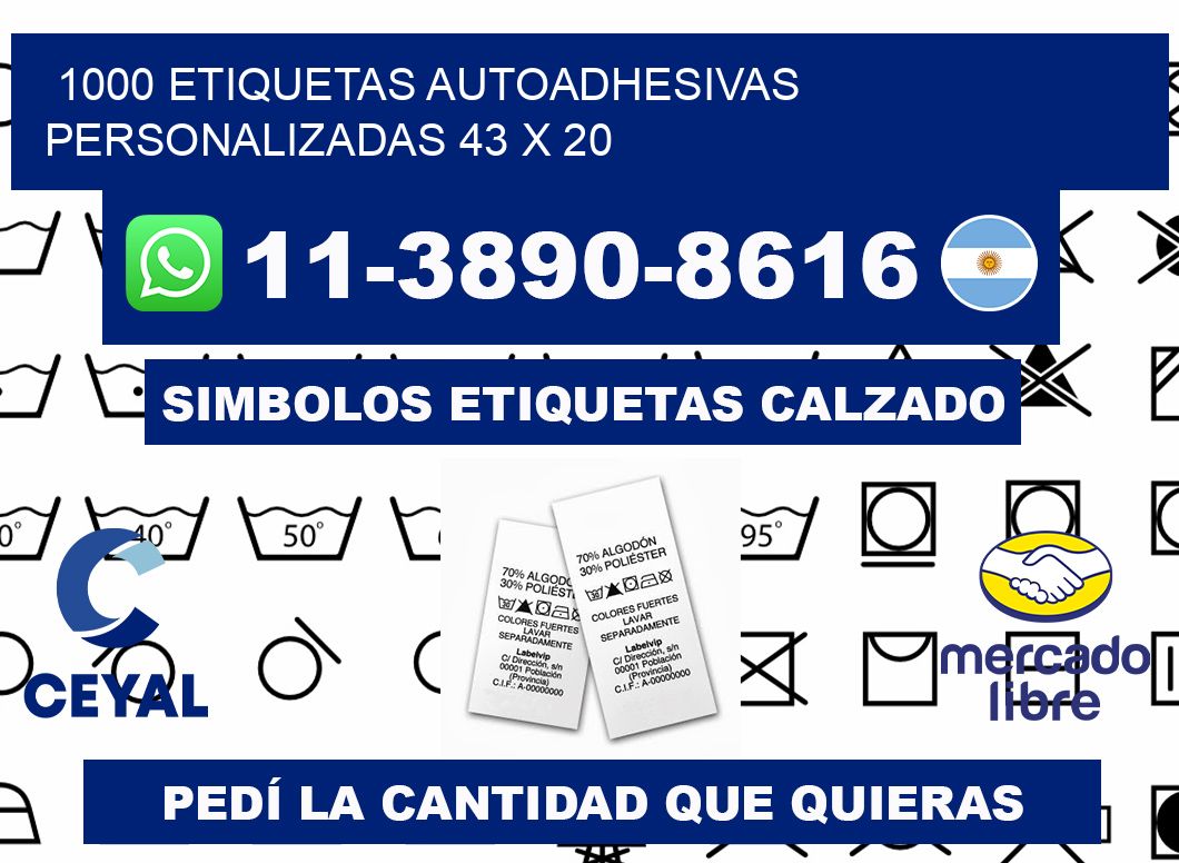 1000 Etiquetas autoadhesivas personalizadas 43 x 20