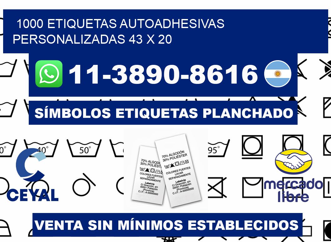 1000 Etiquetas autoadhesivas personalizadas 43 x 20