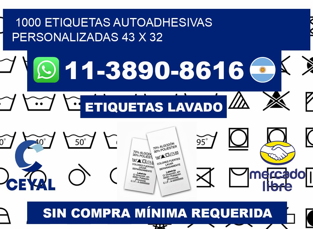 1000 Etiquetas autoadhesivas personalizadas 43 x 32