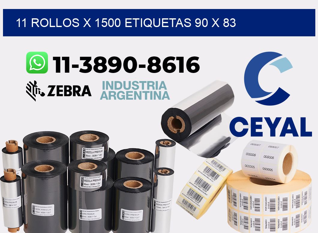 11 rollos x 1500 etiquetas 90 x 83