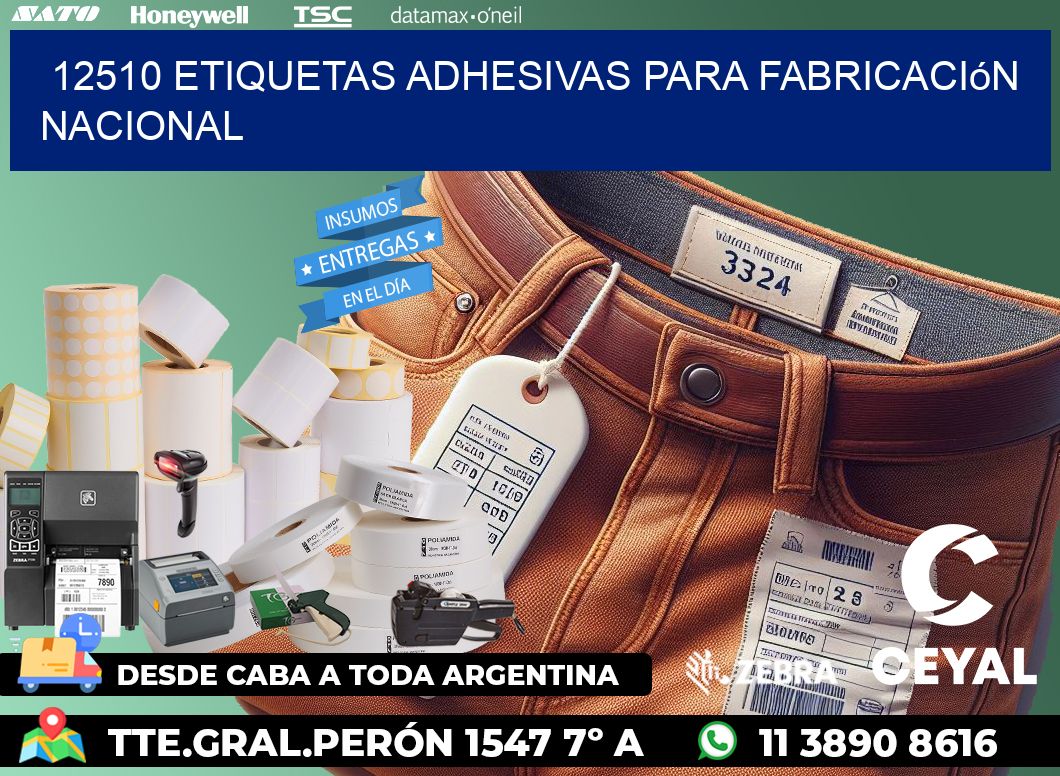 12510 Etiquetas adhesivas para fabricación nacional