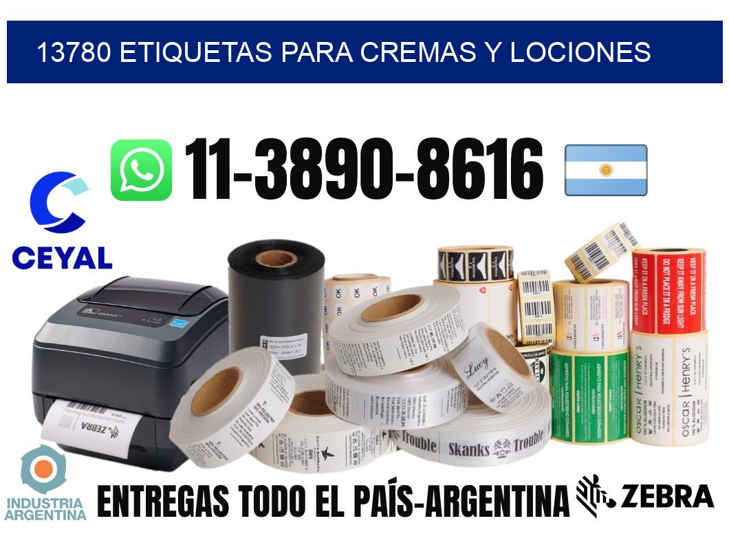 13780 Etiquetas para cremas y lociones
