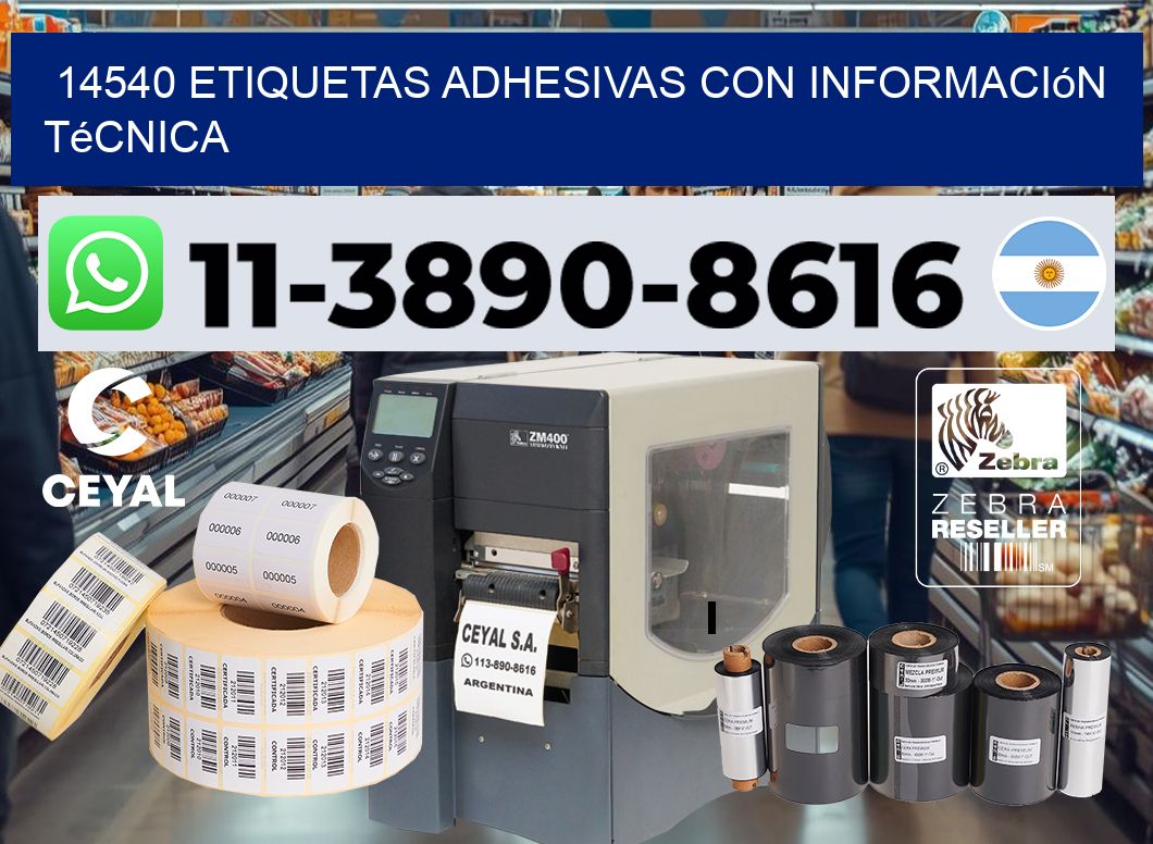 14540 Etiquetas adhesivas con información técnica