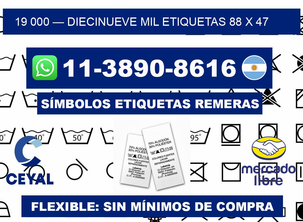 19 000 — diecinueve mil etiquetas 88 x 47