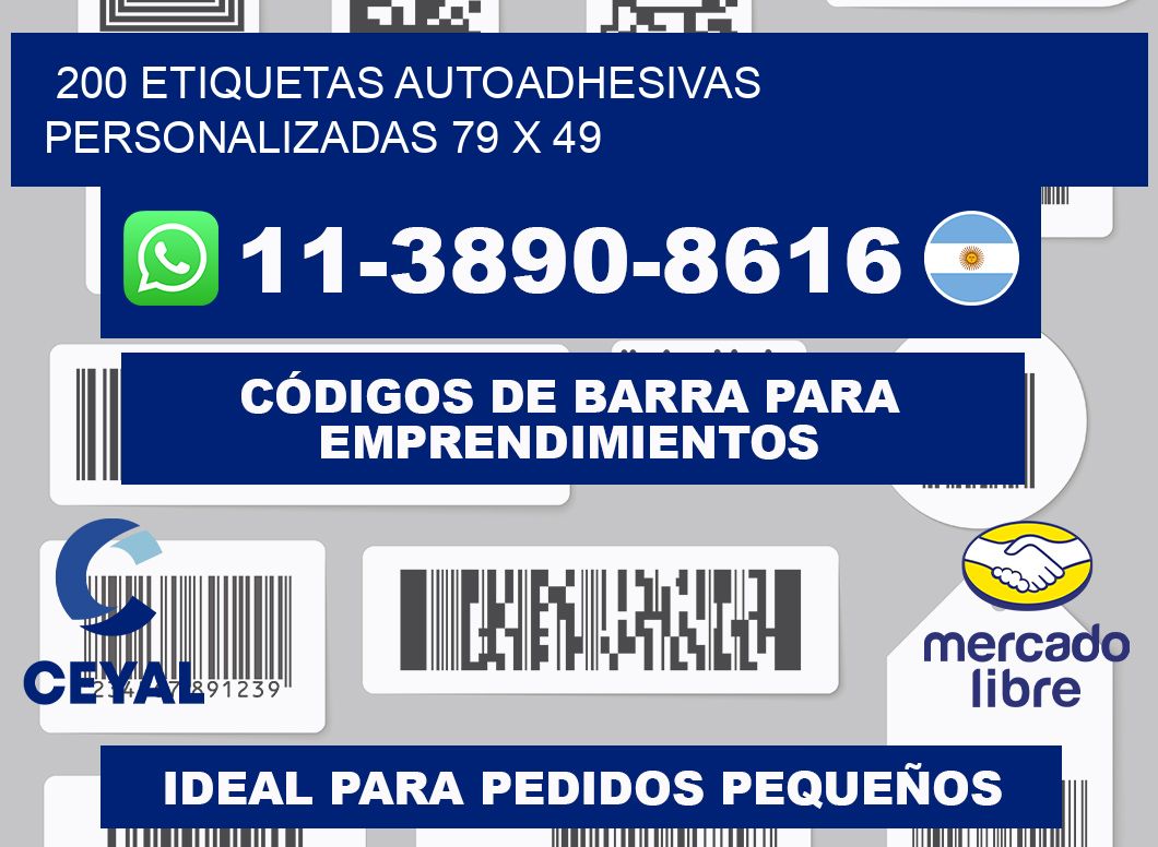200 Etiquetas autoadhesivas personalizadas 79 x 49