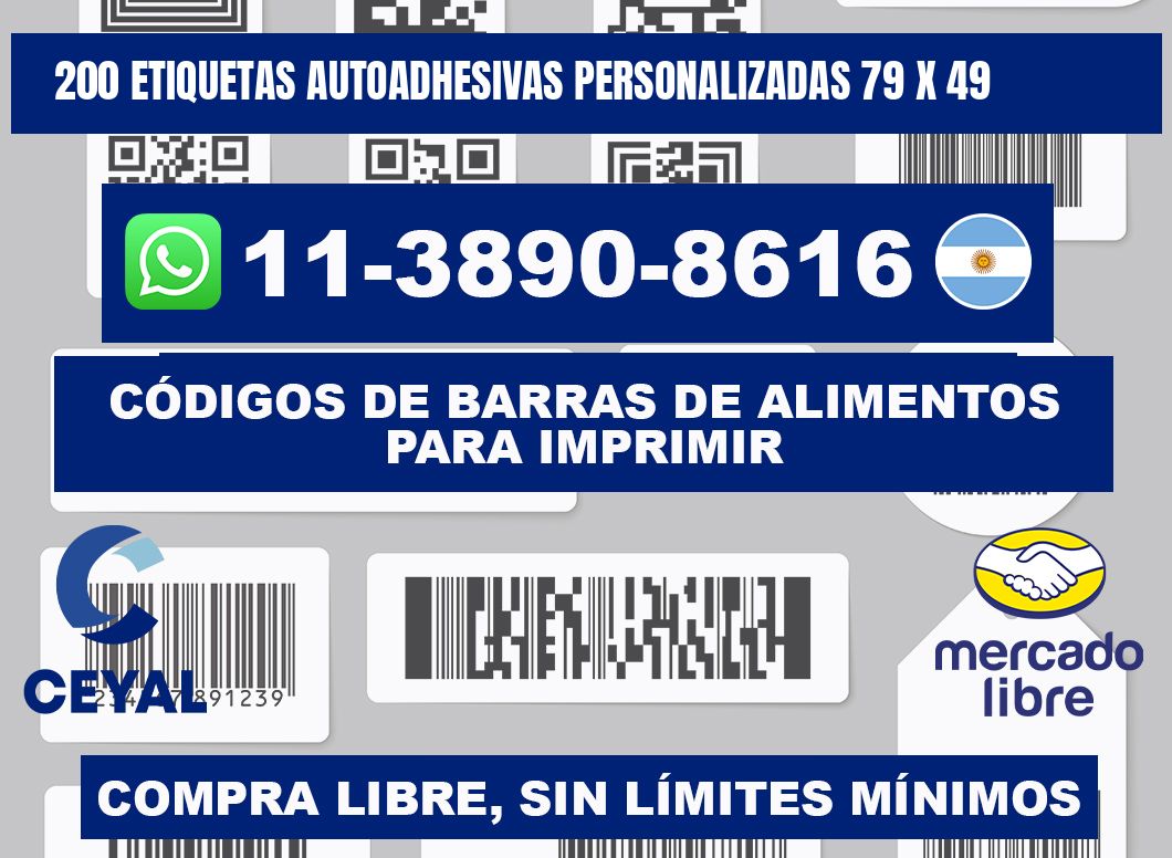 200 Etiquetas autoadhesivas personalizadas 79 x 49