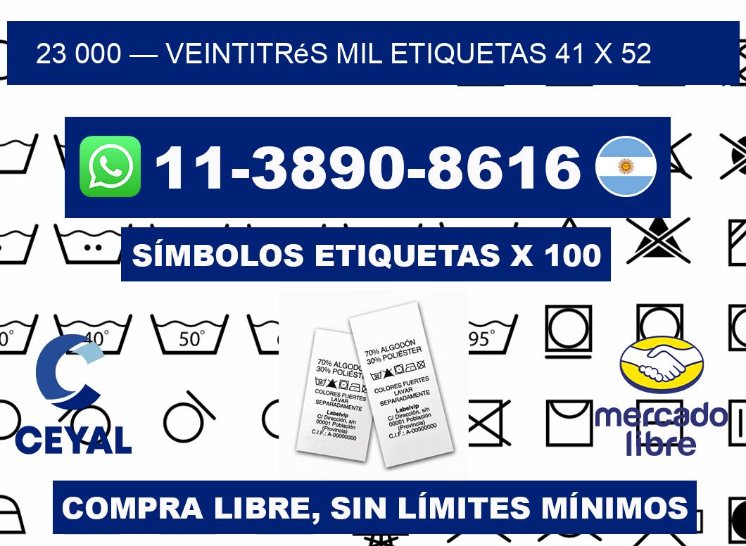23 000 — veintitrés mil etiquetas 41 x 52