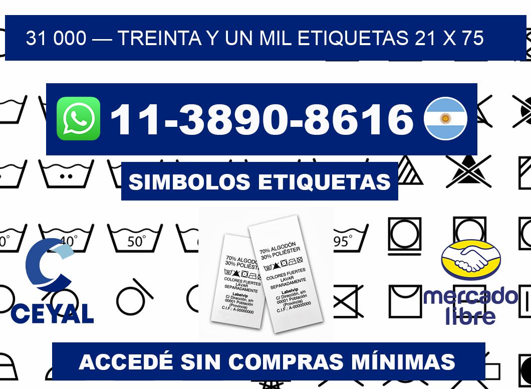 31 000 — treinta y un mil etiquetas 21 x 75