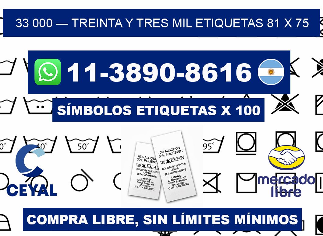 33 000 — treinta y tres mil etiquetas 81 x 75