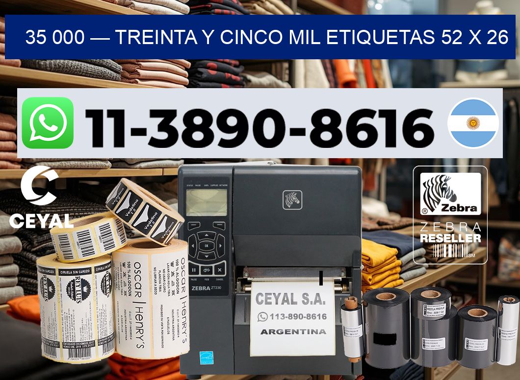 35 000 — treinta y cinco mil etiquetas 52 x 26